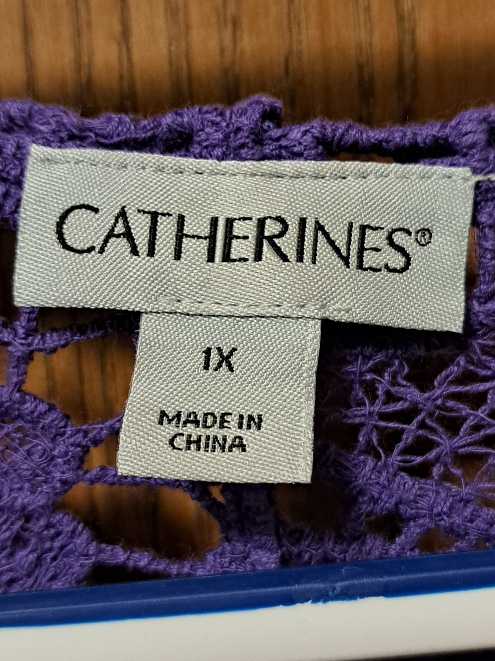 Catherines Purple Crochet Open-Front Poncho Cardigan - Picture 3 of 3